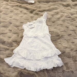 Selfie Leslie White Ruffle Dress